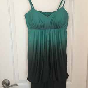 Ombré green and glitter mini dress Alyn Paige M